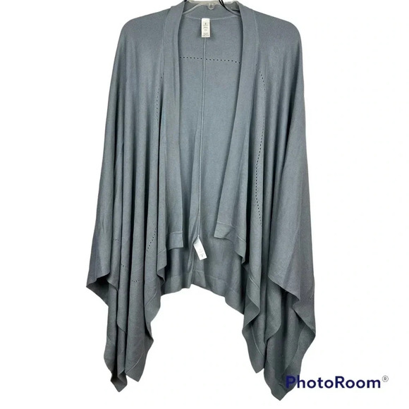 Lululemon Open Mind Lightweight Silk Blend Wrap Poncho/Cape One Size Blue Cast - Picture 7 of 13